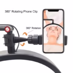 Lampa Led Semiluna cu Picior Fix, Reglarea Intesitatii si Suport pentru Telefon, 16 Inch - imagine 4