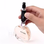 Sticluta de parfum reincarcabila cu atomizor, portabila, ideala pentru calatorii, NEGRU, din aluminiu - imagine 2