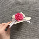Pălărie Labubu Roz – Accesoriu cu floare și panglică Gucci - imagine 2