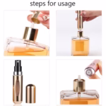 Sticluta de parfum reincarcabila cu atomizor, portabila, ideala pentru calatorii, ROZ, din aluminiu - imagine 2