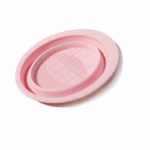Accesoriu din silicon pentru curatarea accesoriilor makeup, pensule, buretei, 14.5 x 11,5 cm, 2 moduri de utilizare, pliabil, roz