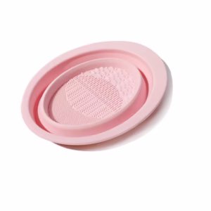Accesoriu din silicon pentru curatarea accesoriilor makeup, pensule, buretei, 14.5 x 11,5 cm, 2 moduri de utilizare, pliabil, roz