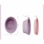Accesoriu din silicon pentru curatarea accesoriilor makeup, pensule, buretei, 14.5 x 11,5 cm, 2 moduri de utilizare, pliabil, mov - imagine 10