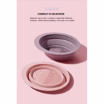 Accesoriu din silicon pentru curatarea accesoriilor makeup, pensule, buretei, 14.5 x 11,5 cm, 2 moduri de utilizare, pliabil, roz - imagine 7