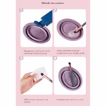 Accesoriu din silicon pentru curatarea accesoriilor makeup, pensule, buretei, 14.5 x 11,5 cm, 2 moduri de utilizare, pliabil, roz - imagine 8