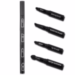 Set Pensule de Machiaj 4in1, Flippy, pentru Fard, Sprancene si Buze, 16 cm, din Plastic, Negru - imagine 6
