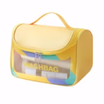 Geanta Cosmetice de Voiaj Flippy, Impermeabila, Translucida Mata, 22 x 16 x 14 cm, Galben - imagine 13