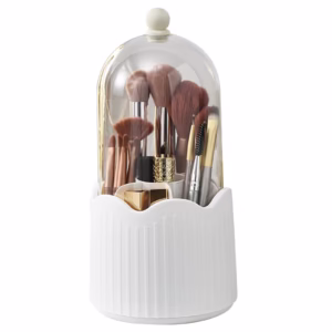 Cutie pentru Depozitarea Pensulelor de Machiaj, Flippy, Rotativa, Plastic, 36 cm x 13 cm, Alb