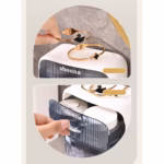 Organizator Baie, Flippy, 4 Compartimente si 1 Sertar, Rotire 360 Grade, din PP+PET, 27.5 x 16 x 11 cm, Albastru - imagine 3