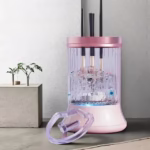 Dispozitiv Portabil de Curatare a Pensulelor de Machiaj, Flippy, pentru Pensule de Diferite Dimensiuni, 5V, 7000RPM, Vibratii Sonice, USB Type C, 9x9x16 cm, Roz - imagine 3