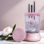 Dispozitiv Portabil de Curatare a Pensulelor de Machiaj, Flippy, pentru Pensule de Diferite Dimensiuni, 5V, 7000RPM, Vibratii Sonice, USB Type C, 9x9x16 cm, Roz - imagine 4