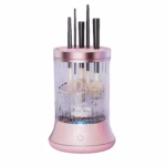 Dispozitiv Portabil de Curatare a Pensulelor de Machiaj, Flippy, pentru Pensule de Diferite Dimensiuni, 5V, 7000RPM, Vibratii Sonice, USB Type C, 9x9x16 cm, Roz