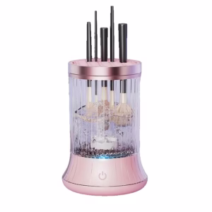 Dispozitiv Portabil de Curatare a Pensulelor de Machiaj, Flippy, pentru Pensule de Diferite Dimensiuni, 5V, 7000RPM, Vibratii Sonice, USB Type C, 9x9x16 cm, Roz