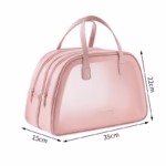Geanta Cosmetice de Voiaj, Flippy, Dubla Compartimentare, Impermeabila, Translucida Mata, 35 x 22 x 15 cm, Roz - imagine 9