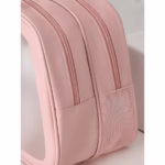 Geanta Cosmetice de Voiaj, Flippy, Dubla Compartimentare, Impermeabila, Translucida Mata, 35 x 22 x 15 cm, Roz - imagine 11