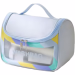Geanta Cosmetice de Voiaj Flippy, Impermeabila, Translucida Mata, 22 x 16 x 14 cm, Albastru