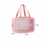 Geanta Cosmetice de Voiaj, Flippy, Impermeabila, Translucida Mata, 26 x 15 x 10 cm, Roz - imagine 2