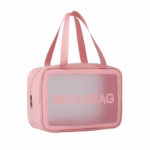 Geanta Cosmetice de Voiaj, Flippy, Impermeabila, Translucida Mata, 26 x 15 x 10 cm, Roz - imagine 3