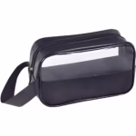 Geanta Cosmetice, Flippy, pentru Voiaj sau Organizare, Material PVC- Textil, Impermeabila, Portabila,22 x 12 x 8 cm, Negru - imagine 4