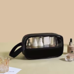 Geanta Cosmetice, Flippy, pentru Voiaj sau Organizare, Material PVC- Textil, Impermeabila, Portabila,22 x 12 x 8 cm, Negru - imagine 8