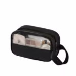 Geanta Cosmetice, Flippy, pentru Voiaj sau Organizare, Material PVC- Textil, Impermeabila, Portabila,22 x 12 x 8 cm, Negru - imagine 2