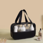 Geanta cosmetice Flippy, pentru voiaj sau organizare, material PVC/textil, impermeabila, portabila, 26 x 15 x 10 cm, negru - imagine 5