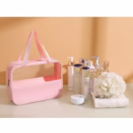 Geanta cosmetice Flippy, pentru voiaj sau organizare, material PVC/textil, impermeabila, portabila, 30 x 21 x 12 cm, roz - imagine 6