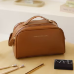 Geanta cosmetice pentru femei Flippy, material poliuretan, 25 x 14.5 x 14.5 cm, Impermeabila, Maro - imagine 6