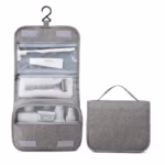 Geanta cosmetice voiaj, Flippy, material panza, impermeabil, 3 compartimente, cu agatatoare, Gri, 47 x 28 x 20   cm - imagine 7
