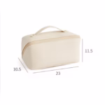 Geanta de Calatorie Flippy, Pentru Cosmetice, Portabila, Impermeabila, din Piele Ecologica, Compartimente Multiple, cu Fermoar, 23 x 11.5 x 10.5 cm, Crem - imagine 4