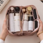 Geanta de Calatorie Flippy, Pentru Cosmetice, Portabila, Impermeabila, din Piele Ecologica, Compartimente Multiple, cu Fermoar, 23 x 11.5 x 10.5 cm, Roz - imagine 3