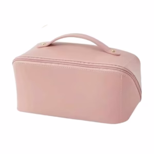 Geanta de Calatorie Flippy, Pentru Cosmetice, Portabila, Impermeabila, din Piele Ecologica, Compartimente Multiple, cu Fermoar, 23 x 11.5 x 10.5 cm, Roz