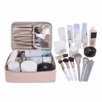 Geanta de Calatorie, Flippy, pentru Cosmetice si Articole de Toaleta, Material Impermeabil, 2 in 1, Portfard Interior Detasabil, 23 x 16 x 8 cm, Roz - imagine 3