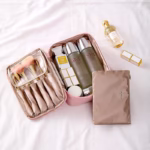 Geanta de Calatorie, Flippy, pentru Cosmetice si Articole de Toaleta, Material Impermeabil, 2 in 1, Portfard Interior Detasabil, 23 x 16 x 8 cm, Roz - imagine 6