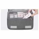 Geanta cosmetice voiaj, Flippy, material panza, impermeabil, 3 compartimente, cu agatatoare, Gri, 47 x 28 x 20   cm - imagine 5