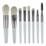 Mini set portabil 8 pensule de machiaj cu husa verde menta, Flippy - imagine 2