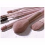 Mini Set Portabil 8 Pensule pentru Machiaj Flippy, Super Soft, Makeup Profesional/Incepatori, Maner Ergonomic, Gentuta Depozitare Inclusa, Maro - imagine 2