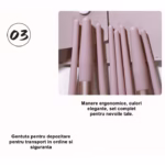 Mini Set Portabil 8 Pensule pentru Machiaj Flippy, Super Soft, Makeup Profesional/Incepatori, Maner Ergonomic, Gentuta Depozitare Inclusa, Maro - imagine 3