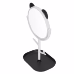 Oglina Cosmetica cu Picior, Flippy, HD, Rotire 360 Grade, 15 cm Diametru, Suport Bijuterii Baza + Brate, Model cu Urechi, 30 x 16.5 x 15 cm, Alb/Negru - imagine 4
