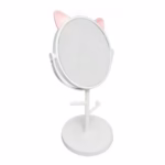 Oglina Cosmetica cu Picior, Flippy, HD, Rotire 360 Grade, 15 cm Diametru, Suport Bijuterii Baza Rotunda + 2 Brate, Model cu Urechi, 31 x 14.5 x 15 cm, din Plastic, Alb - imagine 5