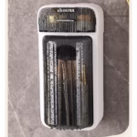Organizator Baie, Flippy, 4 Compartimente si 1 Sertar, Rotire 360 Grade, din PP+PET, 27.5 x 16 x 11 cm, Alb/Negru - imagine 3
