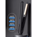 Placa de Par fara Fir, Flippy, Adaptor Tip C, Tensiune 5V, Capacitate Baterie 3000 mAh, Indreptat, Ondulat, 4 Trepte de Temperatura, 21.8 x 3.1 x 3.4.1 cm, Negru - imagine 6