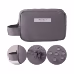 Portfard, Flippy, cu Maner, Material Impermeabil, pentru Cosmetice, 16 x 11 x 7 cm, Gri - imagine 3