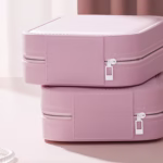 Portfard, Flippy, Geanta Cosmetice, cu Oglinda LED, 3 Moduri de Lumina, Incarcare USB, Baterie 1200 mAh, pentru Organizarea Cosmeticelor, 4 Compartimente, Imitatie Piele, Roz, 16.5x11.5x6 cm - imagine 6