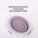 Accesoriu din silicon pentru curatarea accesoriilor makeup, pensule, buretei, 14.5 x 11,5 cm, 2 moduri de utilizare, pliabil, mov - imagine 3
