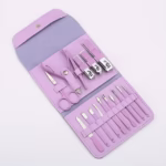 Set profesional 16 piese pentru manichiură, pedichiură și îngrijire facială, cu husă elegantă din piele ecologică, mov - imagine 2