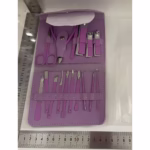 Set profesional 16 piese pentru manichiură, pedichiură și îngrijire facială, cu husă elegantă din piele ecologică, mov - imagine 5