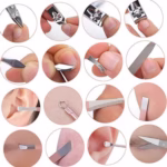 Set profesional 16 piese pentru manichiură, pedichiură și îngrijire facială, cu husă elegantă din piele ecologică, roz - imagine 4