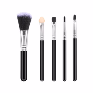 Set 5 Pensule de Machiaj, Flippy, de Voiaj, pentru Fard si Pudra, din Par Sintetic, Negru