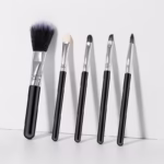 Set 5 Pensule de Machiaj, Flippy, de Voiaj, pentru Fard si Pudra, din Par Sintetic, Negru - imagine 5